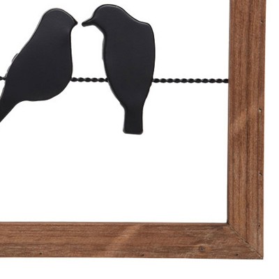 18 x 12 inch Rustic Love Birds On Wire Wood and Metal Wall Art