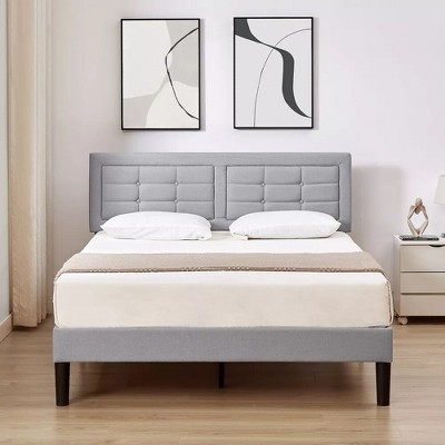 VECELO Twin/Full/Queen Size Upholstered Bed Frame Button Tufted Adjustable Headboard