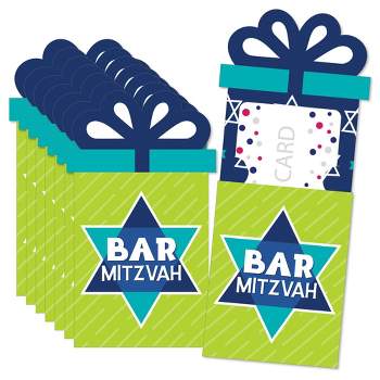 Big Dot of Happiness Blue Bar Mitzvah - Boy Party Money and Gift Card Sleeves - Nifty Gifty Card Holders - Set of 8