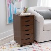 Linon 6 Drawers Cary Walnut Roll Cart - 2 of 4