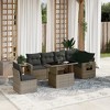 vidaXL 7 Piece Patio Sofa Set with Cushions Gray Poly Rattan - 2 of 4
