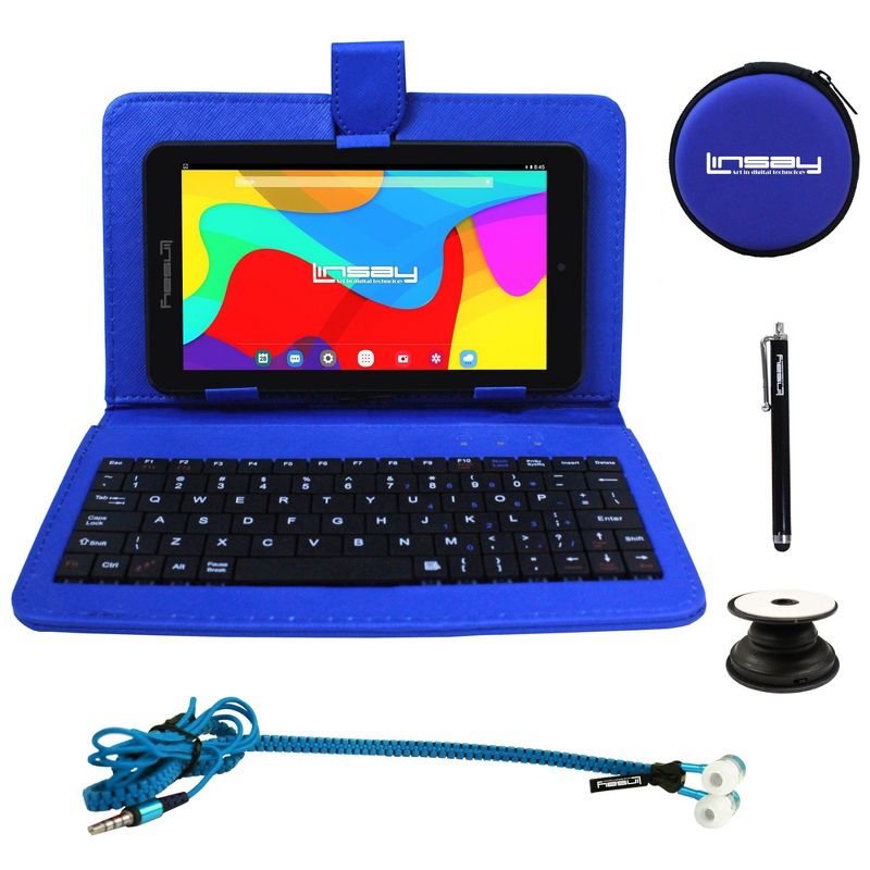 LINSAY 7" 64GB New Android 13 Tablet Super Bundle with Keyboard, Earphones and Pen Stylus, 1 of 2