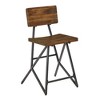 Trestle Counter Height Barstool Amber/Gun Metal: Industrial Reclaimed Wood, Sturdy Base, 39.5" - 3 of 4