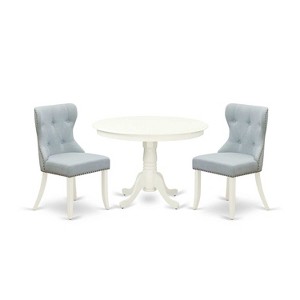 3-Piece Linen White Finish Solid Wood Top - Dining Room Set - Seats 4 - 1 of 4