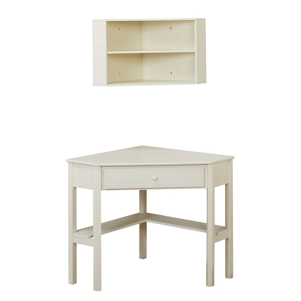 Photos - Office Desk Corner Desk with Hutch - Antique White - Buylateral