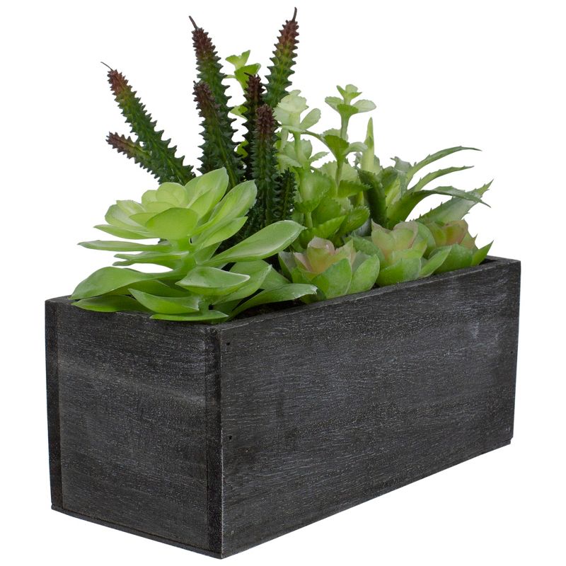 Northlight 10" Artificial Mixed Succulent Plants in a Rectangular Planter, 3 of 6