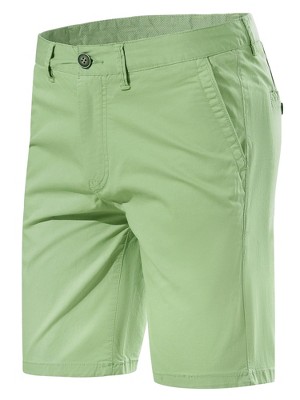 Lars Amadeus Men's Shorts Summer Solid Color Flat Front Walk Chino Shorts