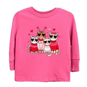 The Juniper Shop Valentine Kittens Toddler Long Sleeve Tee - 1 of 3