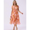 INSPIRE CHIC Women's Floral V Neck Short Sleeve Ruffle Tiered Layered Swing Summer Midi Dress - 3 of 4