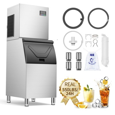 Mojgar 500LBS/24H Commercial Ice Maker Machine with 350LBS Ice Storage Bin