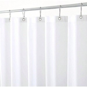 72 White Water Resistant Shower Curtain Liners with Rustproof Grommets and Weighted Hem - 1 of 4