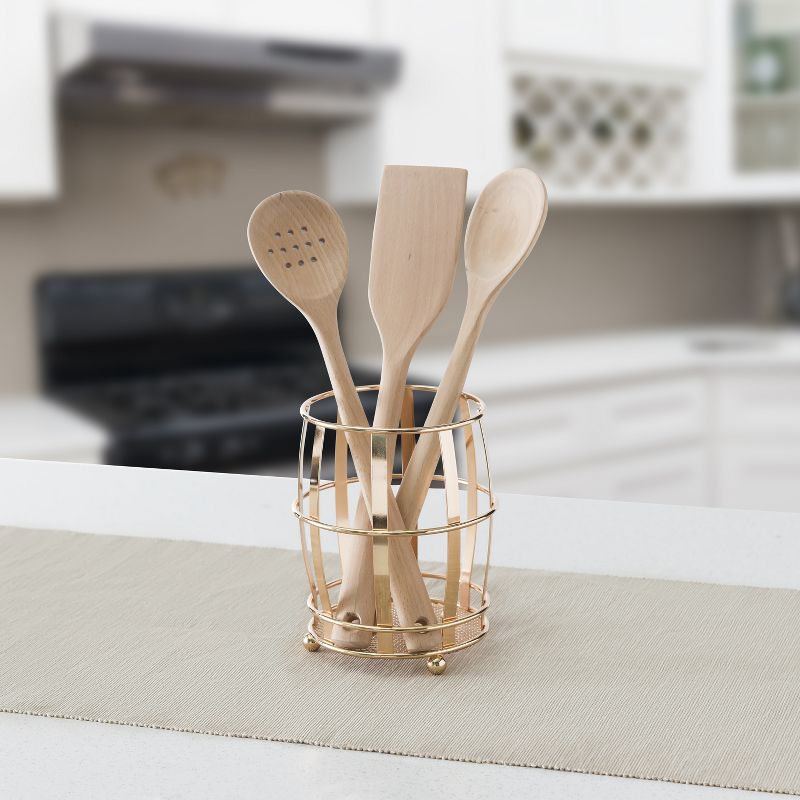 Home Basics Lyon Cutlery Holder with Mesh Bottom and Non-Skid Feet, Rose Gold, 4 of 6