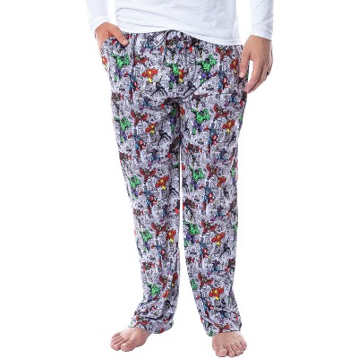 Marvel Mens' The Avengers Vintage Superhero Comic Sleep Pajama Pants Multicolored