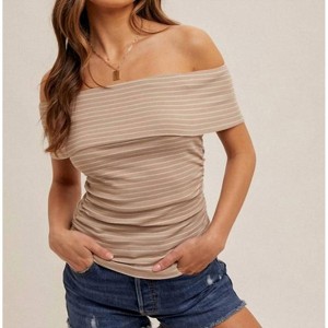 Women's Off The Shoulder Ruched Top - Hem & Thread - 1 of 4