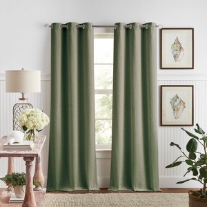 84"x37" Martha Stewart 2pk Sutter 84" Dark Lined Curtain Panel Olive - 1 of 4