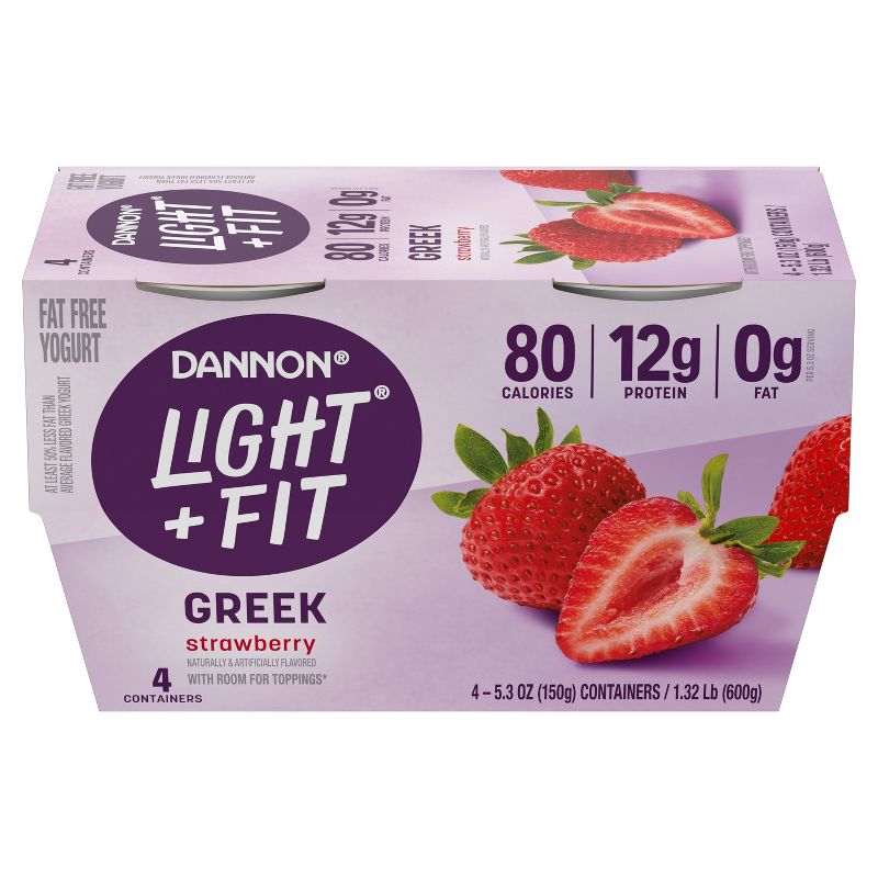 Light + Fit Nonfat Gluten-Free Strawberry Greek Yogurt - 4ct/5.3oz Cups, 3 of 9