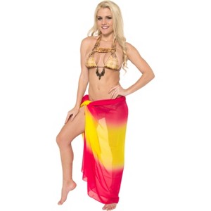 LA LEELA Swimsuit Cover Up Long Women's Summer Pool Beach Wrap Skirt Swimwear Sarong See Through Sheer Coverup Scarf One Size Pink, Solid - 1 of 4