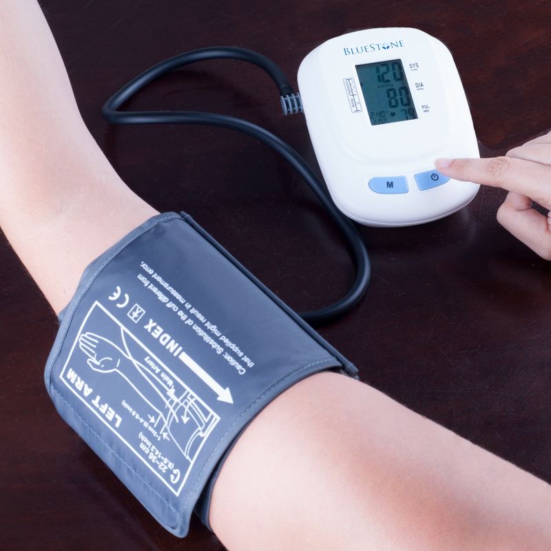 Adult Blood Pressure Cuff - Electronic Digital Upper Arm Heart Monitor with LCD Display Personal Health Tracker Device for Hypertension by Bluestone, 1 of 6