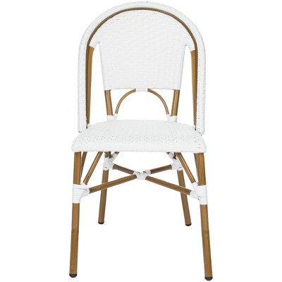 Salcha Coastal White & Light Brown PE Wicker Bistro Side Chair, Set of 2