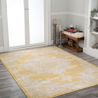 Alhambra Yellow and Cream Synthetic 5x8 Area Rug