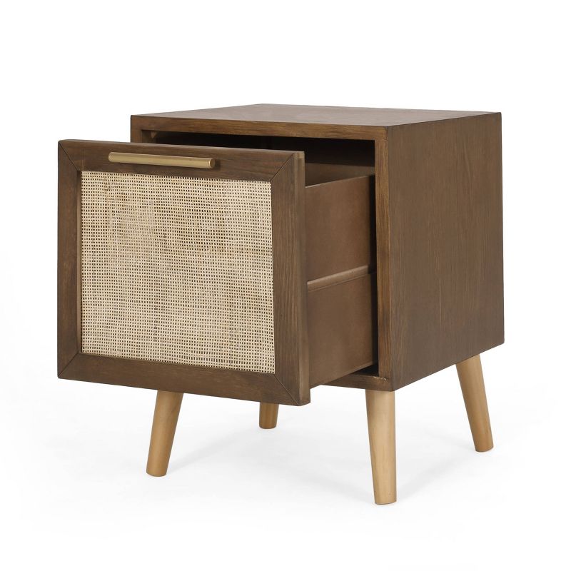 Hulett Contemporary End Table with Storage Walnut/Natural/Antique Gold - Christopher Knight Home, 4 of 13