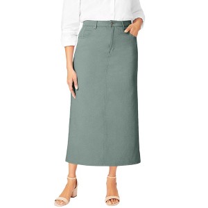 Jessica London Classic Cotton Denim Midi Skirt - 1 of 4