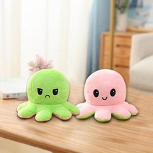 Link Moody Reversible Emotion Octopus Plushie Sad Happy Express Your Emotions Moody Plush Toy Sensory Fidget Toy for Stress Relief Green Lt Pink