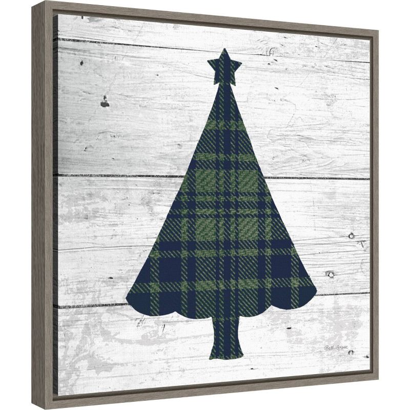 16&#34; x 16&#34; Nordic Holiday XVI Christmas Tree by Beth Grove Framed Canvas Wall Art Plaid Navy/Green - Amanti Art, 3 of 10