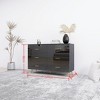 Okak Minimalism 6-Drawer Bedroom Dresser, High Glossy Surface, Storage Cabinet of Drawer with Golden Handle & Steel Legs, Black - 4 of 4
