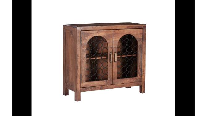 36&#34; Creswell Boho Solid Wood Console Decorative Metal 2 Door Storage Brown - Powell, 2 of 15, play video