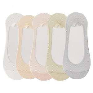 Anna-Kaci 5 Pairs Women No Show Mesh Panel Socks Low Cut Stretch Cotton Liner Non-Slip Design for Ballet Flats and Loafers - 1 of 4