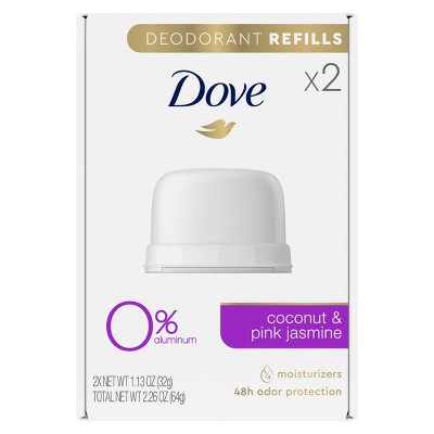 Dove Beauty 0% Aluminum Coconut & Pink Jasmine Deodorant Refills - 1.13oz/2pk