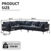 Homy Casa 106" L-Shaped Sectional Sofa, 6-Seat Modern Linen Fabric Couch with Metal Legs and 2 Pillows, Corner Living Room Seating, Dark Gray - 3 of 4