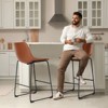 DSVIMOY 2pcs Armless Barstools with Metal Legs and Footrest, Dining Chairs for Home Office Kitchen Island, Brown, 18.5"*20.8"*36.2" - 2 of 4