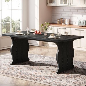 Tribesigns Dining Table for 4-6, 63" Rectangular Modern Kitchen Table, Farmhouse Large Kitchen & Dining Room Furniture,Black - 1 of 4