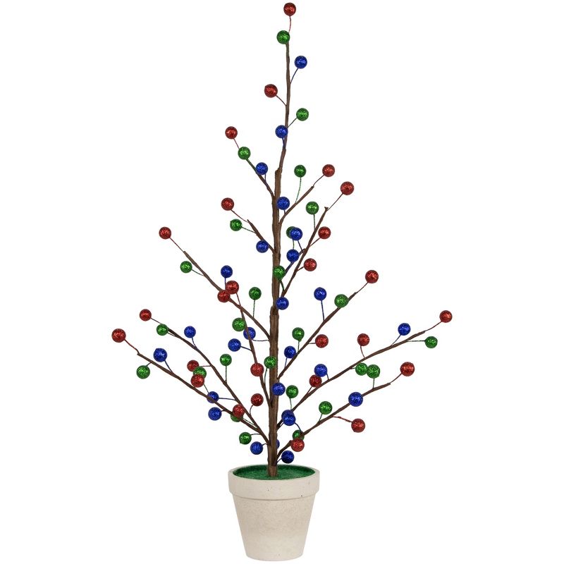 Northlight Glittered Ball Ornament Artificial Christmas Tree - Unlit - 24", 1 of 6