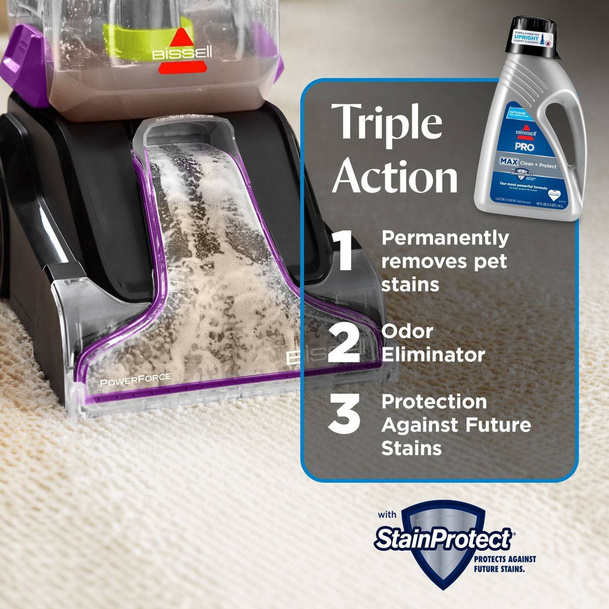 BISSELL PRO 48 fl oz Max Clean + Protect Upright Carpet Cleaning Formula - 78H63: Eliminates Stains & Odors, Fresh Scent - thumbnail 3