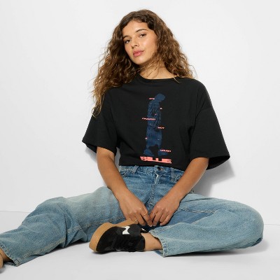 Women's Billie Eilish Oversized Short Sleeve Graphic T-Shirt - Black
