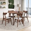5 PCS Round/Square Dining Table Set Wooden Dining Set Bistro Dining Set with 4 Upholstered Chairs, Black/Walnut/Natural-ModernLuxe - 2 of 4