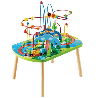 Hape E3824 Jungle Adventure Kids Toddler Wooden Bead Maze & Railway Train Track Play Table Toy for Ages 18 Months and Up