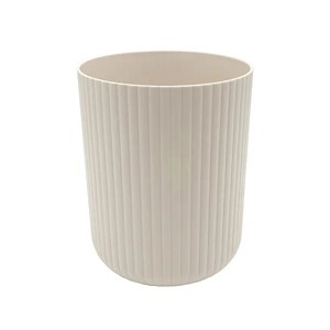 Racxily  6 Pack 1.64 Gallon Plastic Ribbed Wastebasket, Trash Can, Garbage Can, Beige - 1 of 2
