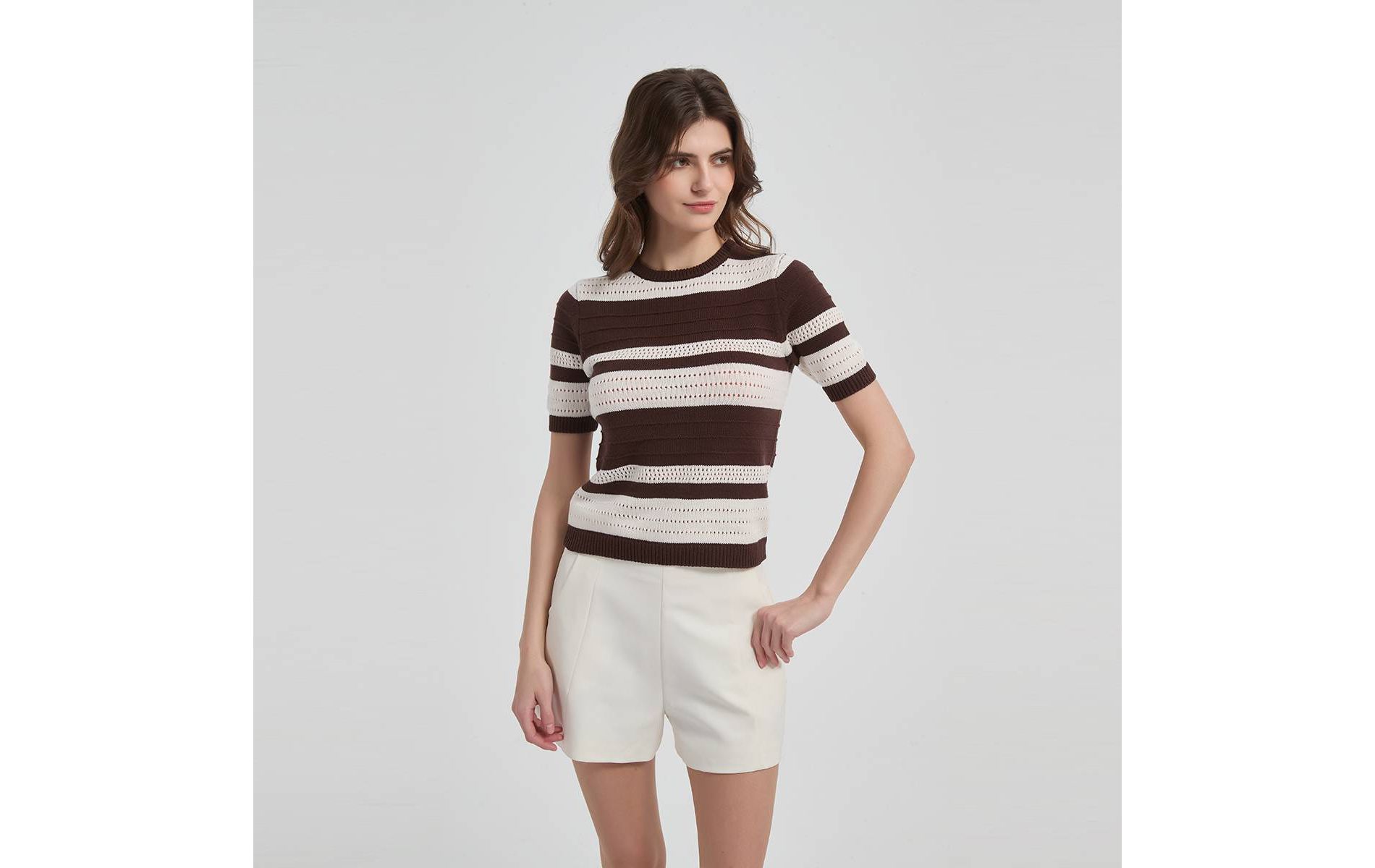 Women's Short Sleeve Pointelle Crewneck Sweater - A New Day™