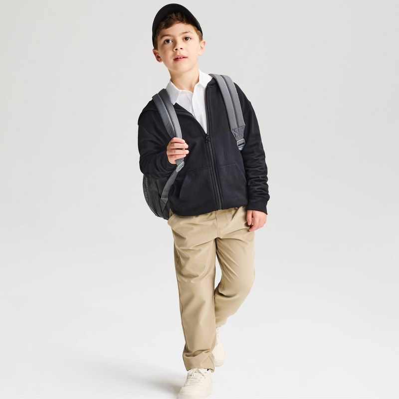 Boys' French Terry Zip-Up Hoodie Uniform Sweatshirt - Cat & Jack™ Black XS