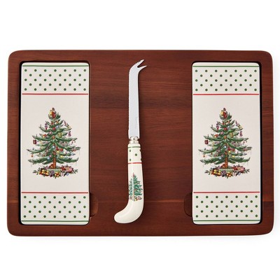Spode Christmas Tree Polka Dot Cheese Board & Knife