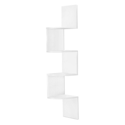 Sorbus 5-Tier Zig Zag Floating Corner Wall Bookshelf Unit – (40" Tall) for Living Room, Bedroom, Office, & More - Space-Saving Storage Solution