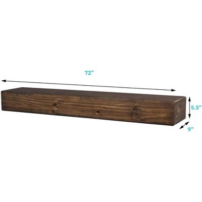 Dakota 72" Mocha Pine Wood Rustic Fireplace Mantel Shelf