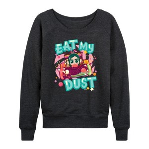 Women's - Disney - Eat My Dust Vanelloppe Lightweight French Terry Wide Neck Long Sleeve Shirt - 1 of 4