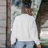 Women's White Ribbed Knit Standing Collar Bomber Jacket - Cupshe - 4 of 4