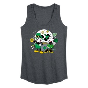 Women's - Disney - Mickey And Minnie Pot Of Gold Graphic Racerback Tank - 1 of 4