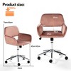 FurnitureR Home Office Chair, Mid Back Velvet Desk Chairs with Rolling Wheels, Adjustable Task Chair for Living Room, Bedroom, Studying, Rose - 2 of 4